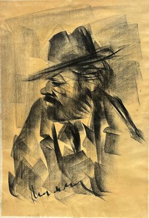 Quadro di Mino Maccari FIGURA - carboncino carta 